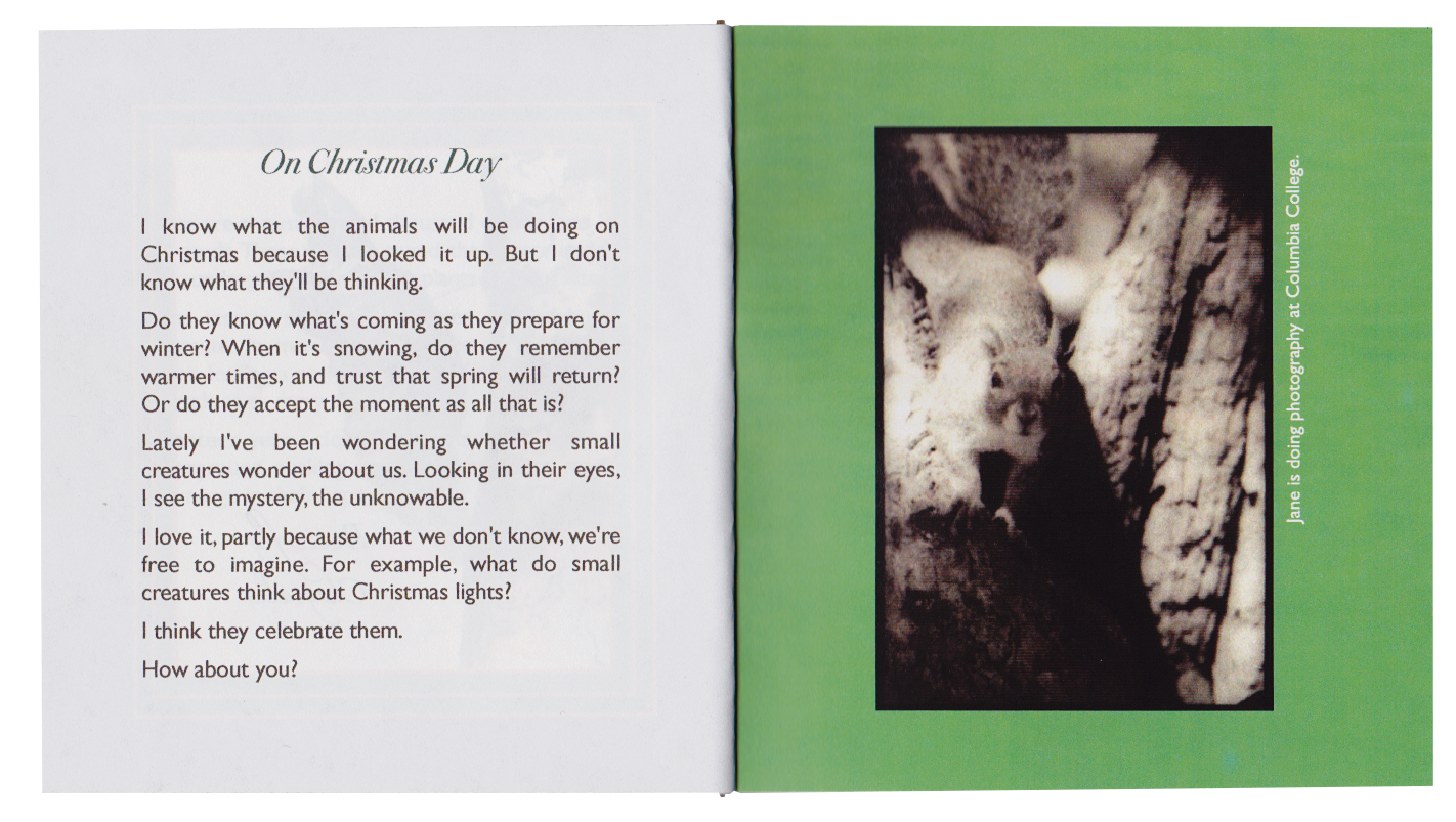 "On Christmas Day" with Jane's photo of a squirrel.