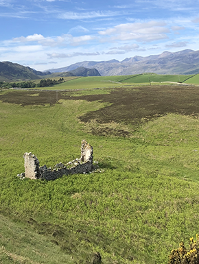 Ruin with hills in distance