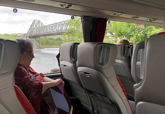 Susan sitting in bus