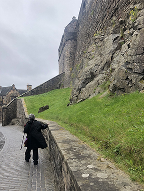 Susan walking up to castle