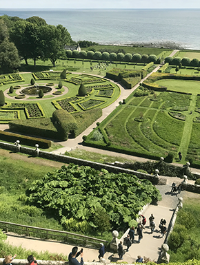 Steps, garden, and sea