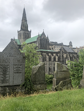 Glasgow cathedral with tombstones in foreground