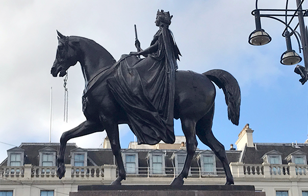 Sculpture of Queen Victoria on horseback