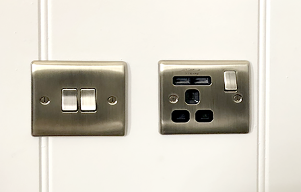 Switches, outlet, charging slots