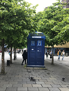 Blue police box with me