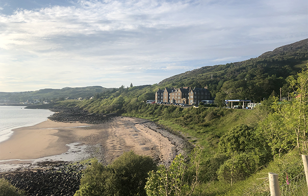 Village from down the road with shore