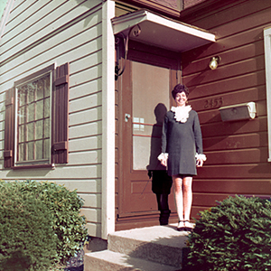 College aged me on our front stoop