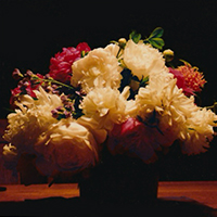 vase of peonies