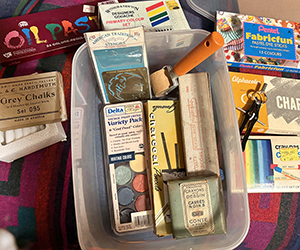 pastels and supplies I stored with them