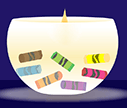 Candle with crayons